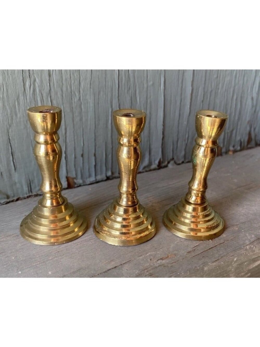 3 Vintage Brass Miniature Dollhouse Candlesticks Holders 2" India READ (Bin1)